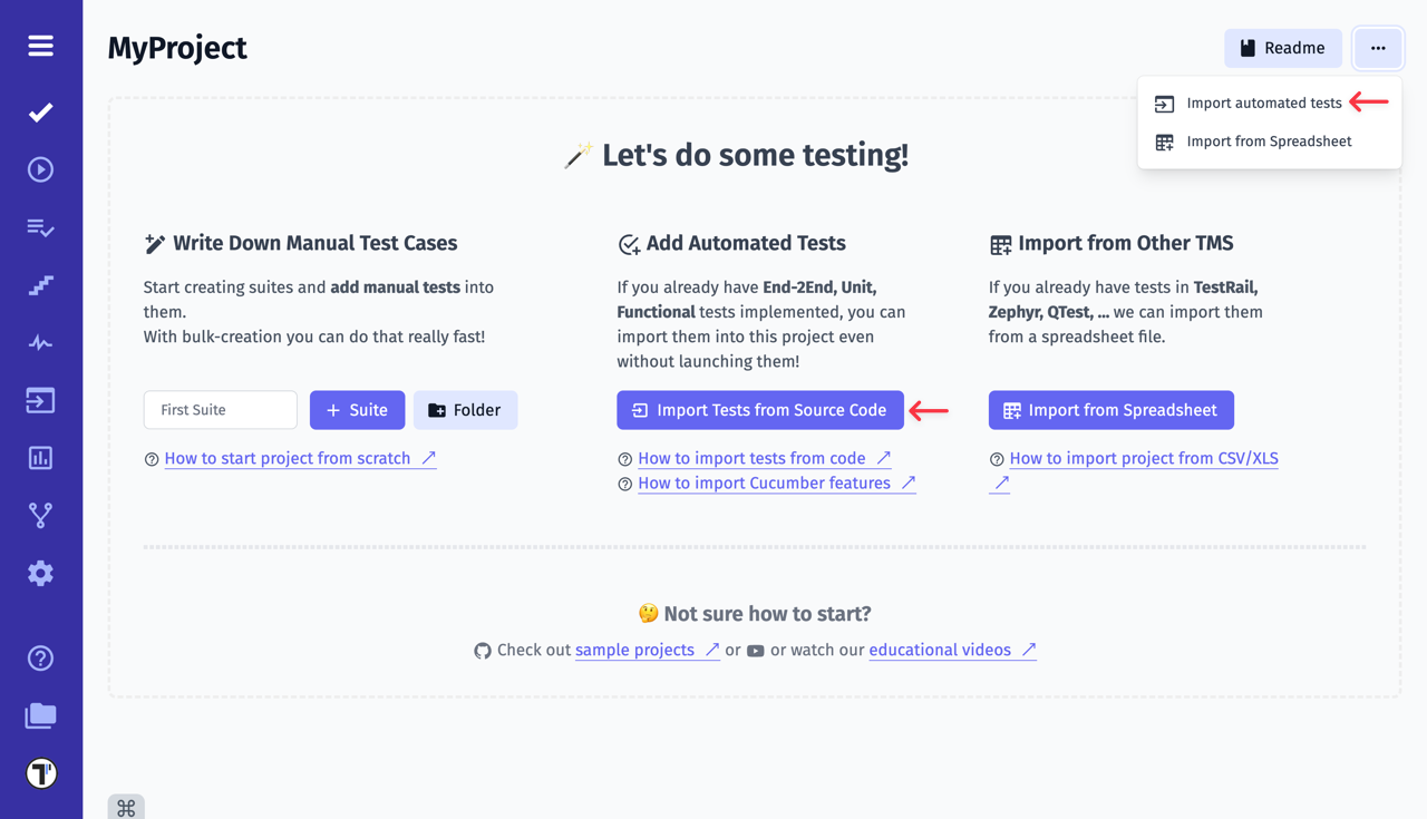 Testomat.io - Import automated tests