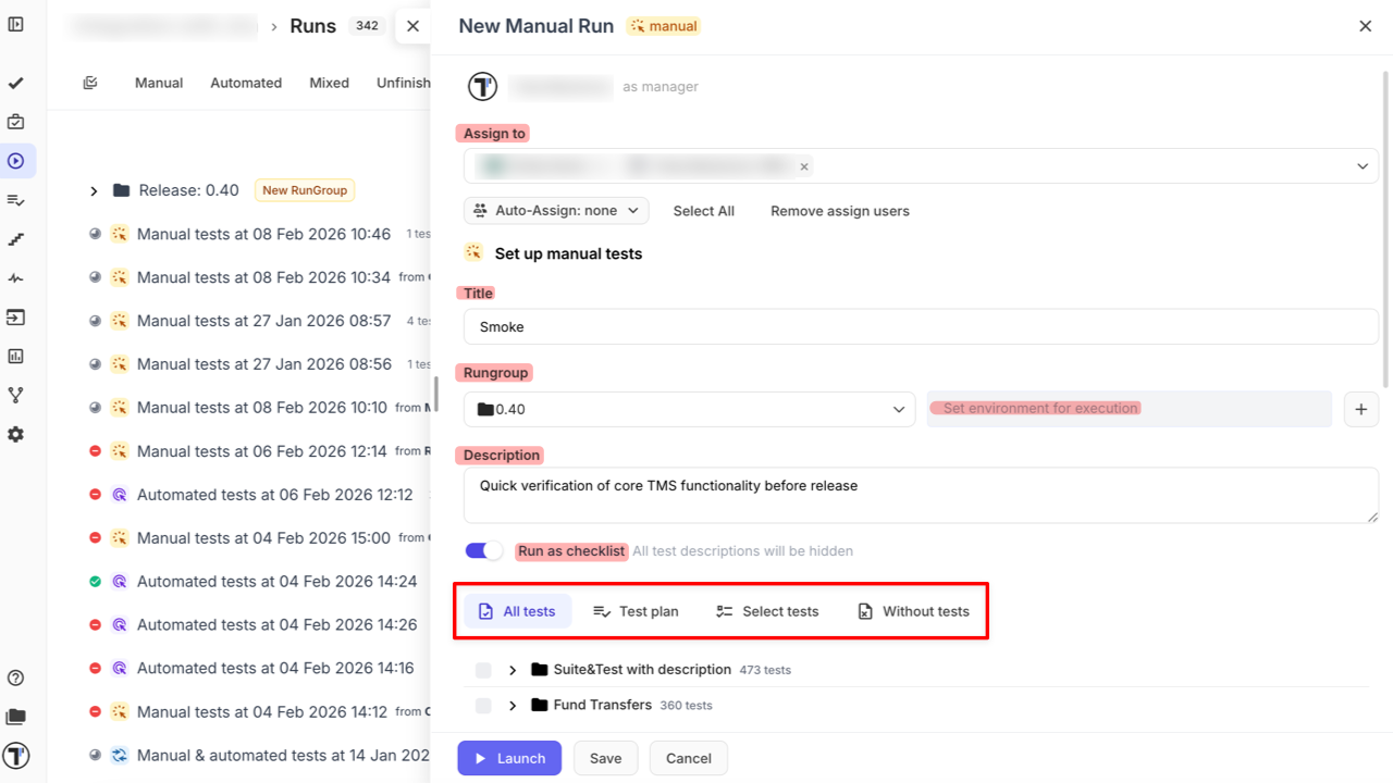 Run configuration
